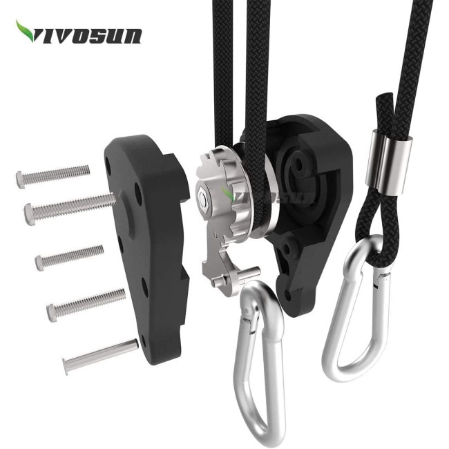 Пара регульованих мотузкових тримачів VIVOSUN для ламп, вантажопідйомність 150 фунтів, розмір 1/8 дюйма (2083)