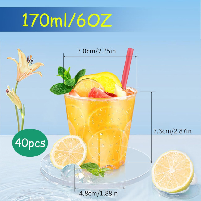 Пластикові склянки Hejo 7 шт., прозорі пластикові стаканчики, коктейльні склянки об'ємом 170 мл, для вечірок, пікніка (2067)