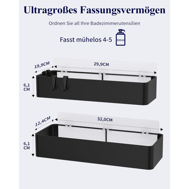 Полиця для душу Kitsure 4027BL,  упаковка з 2 нержавіючих органайзерів для ванної кімнати (2087)