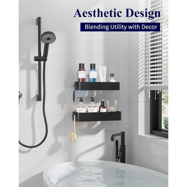 Полиця для душу Kitsure 4027BL,  упаковка з 2 нержавіючих органайзерів для ванної кімнати (2087)