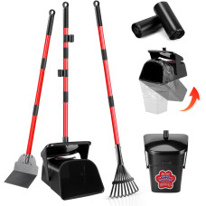 Поворотний контейнер для сміття Ormalla LJT03 Pooper Scooper, граблі та лопата з 60 мішками для сміття, міцний совок (2070)