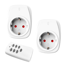 Радіорозетки HBN BNC-50/G89R-1-2з 1 пультом дистанційного керування, комплект вилок (2 шт) з дистанційним керуванням 16 A/3680 Вт, білі (0121)