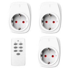 Радіорозетки HBN ‎BNC - 50/G89R з 1 пультом дистанційного керування 16 A/3,680 Вт, Комплект вилок (3шт) з дистанційним керуванням, білі (0127)