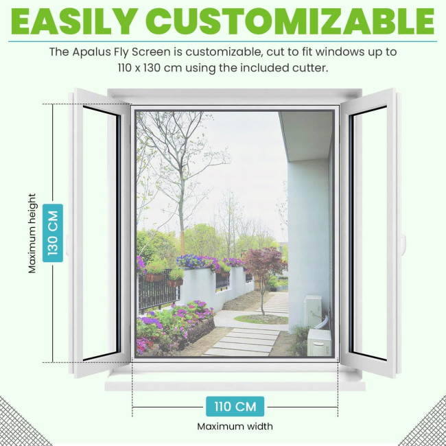 Сітка від комах Apalus BF005, можна розрізати на вікна розміром до 110 x 130 см, чорна (4060)