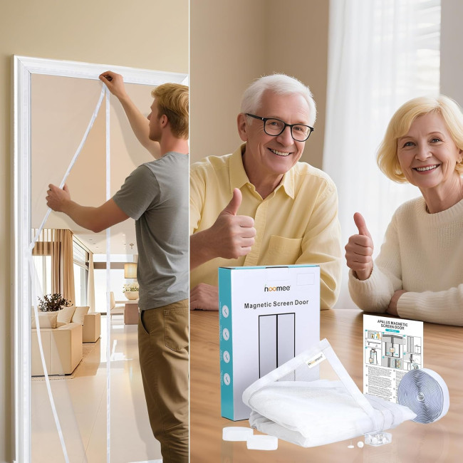 Сітка від комах HOOMEE HSD-001 LightView для балконних дверей, 90 x 200 см, білий (4049)