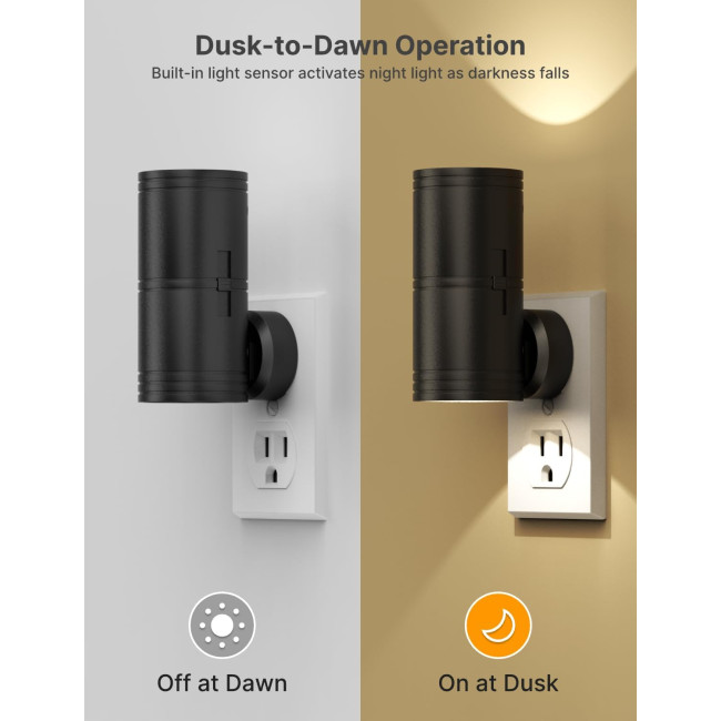 Світлодіодні нічники Likelgn NL-CY3K-BK-2PC з регульованою яскравістю, чорний (4092)