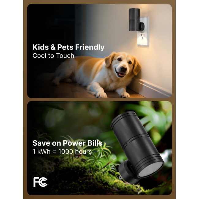 Світлодіодні нічники Likelgn NL-CY3K-BK-2PC з регульованою яскравістю, чорний (4092)