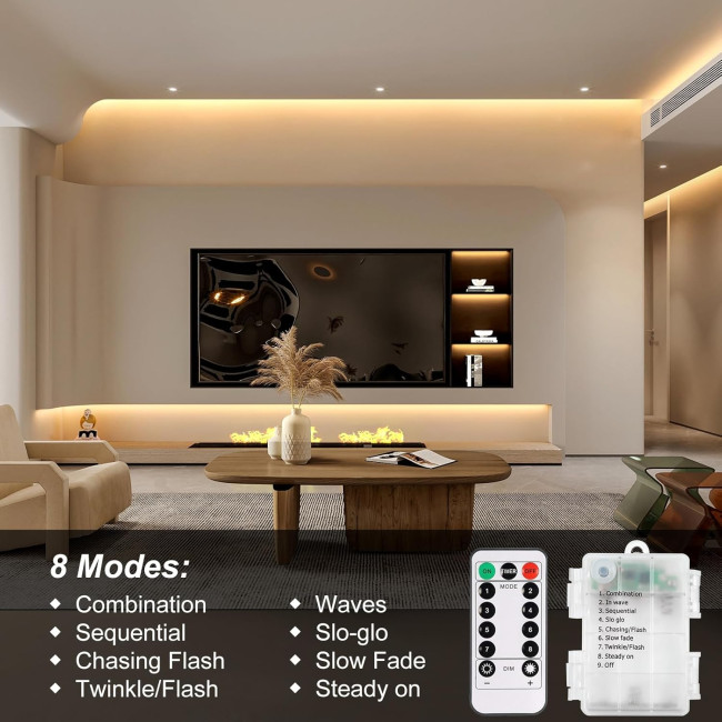 Світлодіодні стрічки CCILAND WW-102 3м на батарейках з пультом дистанційного керування, теплий білий (4109)