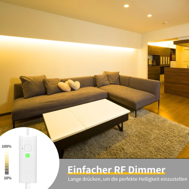 Світлодіодна стрічка WOBANE CS05-3000 5м. теплий білий, з регульованою яскравістю, з таймером, 12 В світлодіодна стрічка з пультом дистанційного керування (0051)