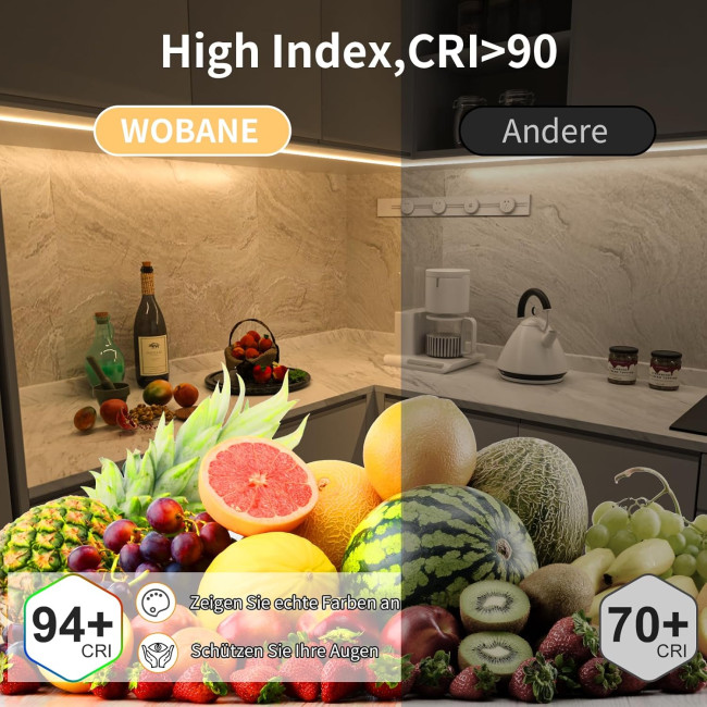 Світлодіодна стрічка WOBANE CS08 5м. 4000 K, 1500 лм, надзвичайно яскрава світлодіодна стрічка з регульованою яскравістю та пультом ДК (0059)