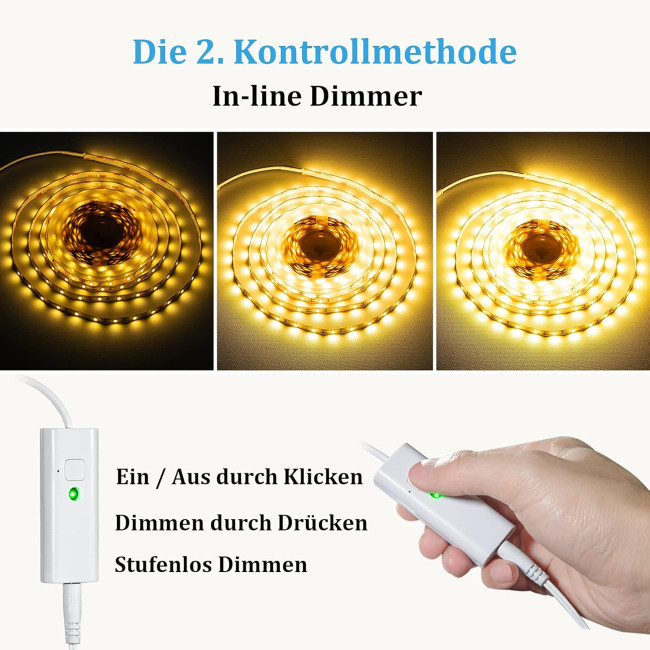 Светодиодная лента WOBANE CS08-COB 10 м, теплый белый, с регулируемой яркостью, 3000 K светодиодная лента с пультом ДУ (0058)