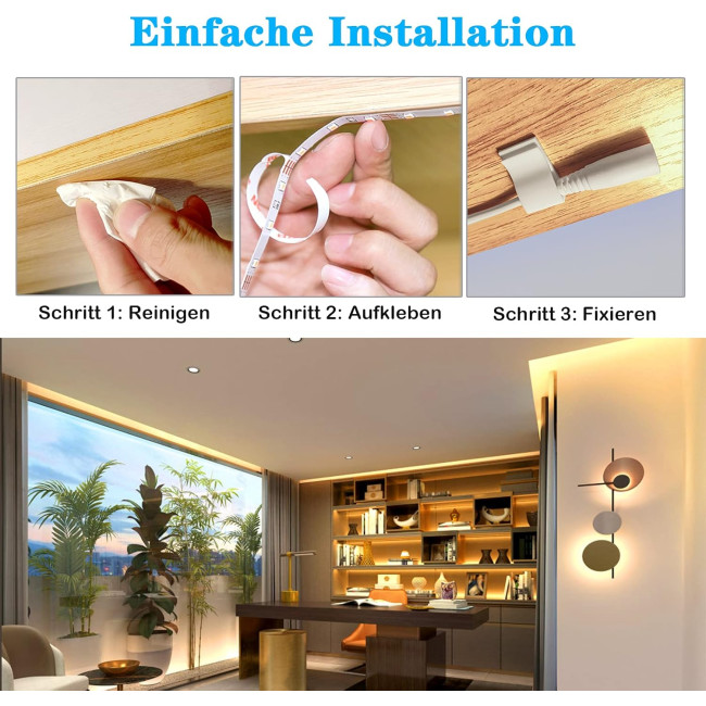 Светодиодная лента WOBANE CS08-COB 10 м, теплый белый, с регулируемой яркостью, 3000 K светодиодная лента с пультом ДУ (0058)