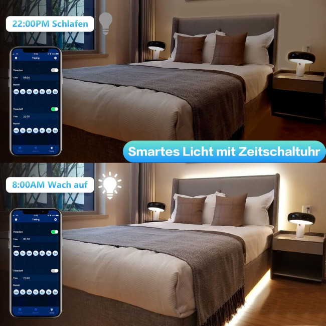 Світлодіодна стрічка WOBSION WBE026, біла, 3м 300 світлодіодів, холодно-біла стрічка 6000 K, керування мобільним телефоном для спальні, кухні (0052)