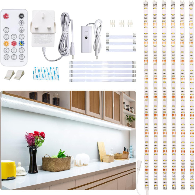Світлодіодне освітлення під шафи WOBANE CL06-6000 3м. з регульованою яскравістю, з пультом дистанційного керування для кухні, полиці (0055)