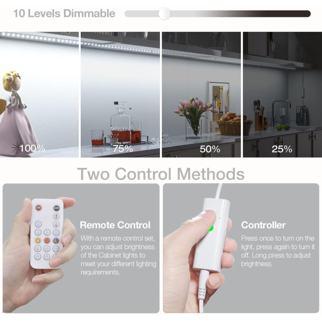 Світлодіодне освітлення під шафи WOBANE CL06-6000 3м. з регульованою яскравістю, з пультом дистанційного керування для кухні, полиці (0055)