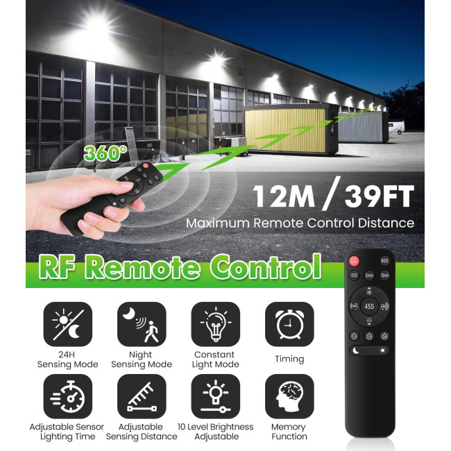 Світлодіодний прожектор CLY 42 Вт 3600 люмен, білий колір 6500K з датчиком руху та пультом дистанційного керування, білий (0072)