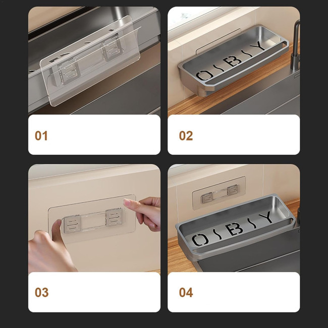 Тримач для губки з нержавіючої сталі Générique для раковини, сірий (3031)