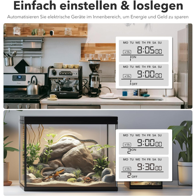 Цифрова розетка-таймер HBN BNC-50/G87 з 20 програмами перемикання, тижневий таймер для внутрішнього використання, зворотний відлік, біла (0109)