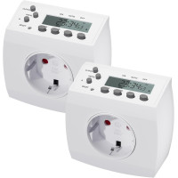 Цифровий таймер HBN BND-50/SG3, комплект із 2 шт., тижневий таймер з 8 програмами перемикання, розетка таймера, біла (0132)