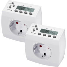 Цифровий таймер HBN BND-50/SG3, комплект із 2 шт., тижневий таймер з 8 програмами перемикання, розетка таймера, біла (0132)