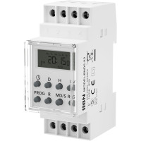 Цифровий таймер HBN BNDS-X2 для DIN-рейки, монтаж на панель перемикачів, 3680 Вт, 8 програм перемикання, 7-денний таймер, білий (0122)