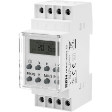 Цифровий таймер HBN BNDS-X2 для DIN-рейки, монтаж на панель перемикачів, 3680 Вт, 8 програм перемикання, 7-денний таймер, білий (0122)