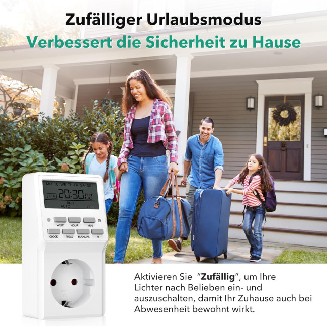 Цифровий таймер HBN BNE-50/G87 (2шт) тижневий таймер з 20 програмами перемикання, розетка таймера для використання в приміщенні, білі (0131)