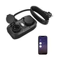 Вулична WiFi розетка HBN BNC-50/G86WT з 2 розетками 16A 3600W Кабель 1,5 м Розумна зовнішня розетка IP54 Водонепроникна подвійна (0136)