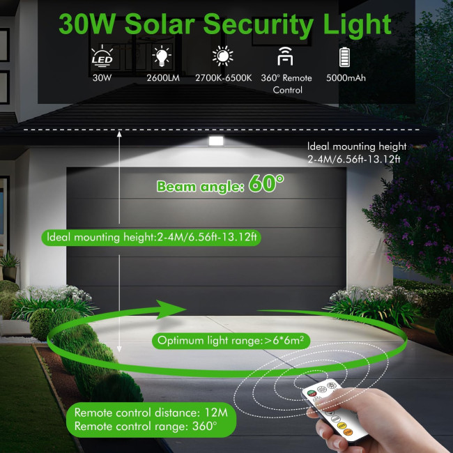 Вуличний прожектор на сонячних панелях CLY SL-FL04 30 Вт, регульована яскравість, з акумуляторною батареєю 5000 мАг, сонячні прожектори (0073)