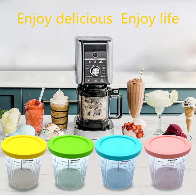 Замена для бутылок и крышек Adwrparts 4 шт., совместимых со льдогенератором Ninja Creami Deluxe серии NC500, NC500, NC501 (2101)