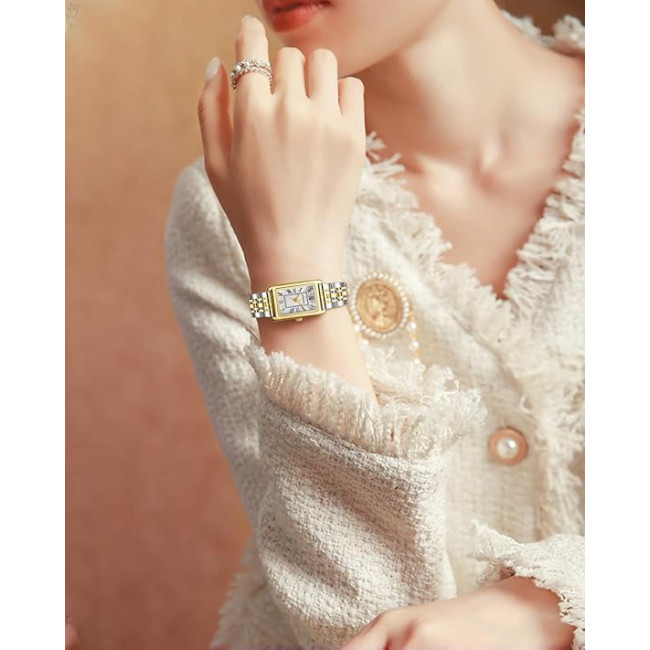 Жіночий годинник CIVO 9299, Vintage Square з нержавіючої сталі аналоговий кварцовий, срібний (4084)