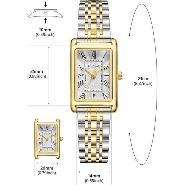 Жіночий годинник CIVO 9299, Vintage Square з нержавіючої сталі аналоговий кварцовий, срібний (4084)