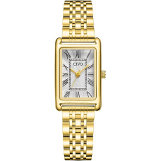 Жіночий годинник CIVO 9299, Vintage Square з нержавіючої сталі аналоговий кварцовий, золотий (4083)