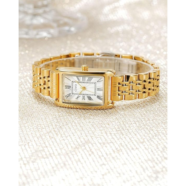 Жіночий годинник CIVO 9299, Vintage Square з нержавіючої сталі аналоговий кварцовий, золотий (4083)