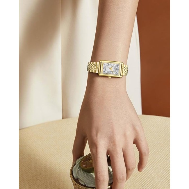 Жіночий годинник CIVO 9299, Vintage Square з нержавіючої сталі аналоговий кварцовий, золотий (4083)