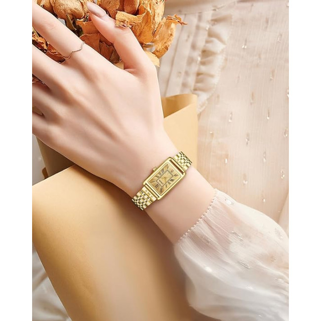 Жіночий прямокутний кварцовий наручний годинник CIVO Montre Femme 9299L, золотий (4088)