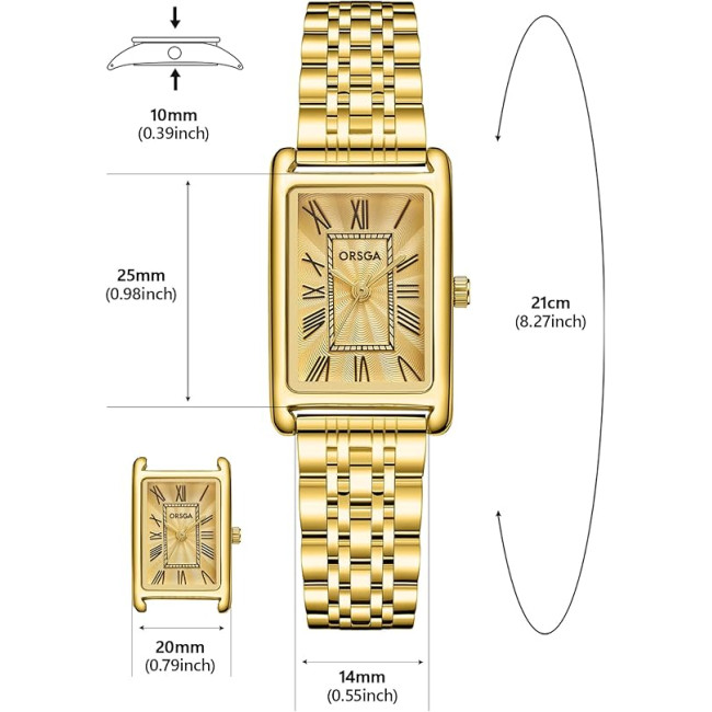 Жіночий прямокутний кварцовий наручний годинник CIVO Montre Femme 9299L, золотий (4088)