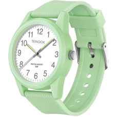 Дитячій аналоговий годинник TENOCK 6088 з м'яким ремінцем, водонепроникний 50M, зелений (4186)