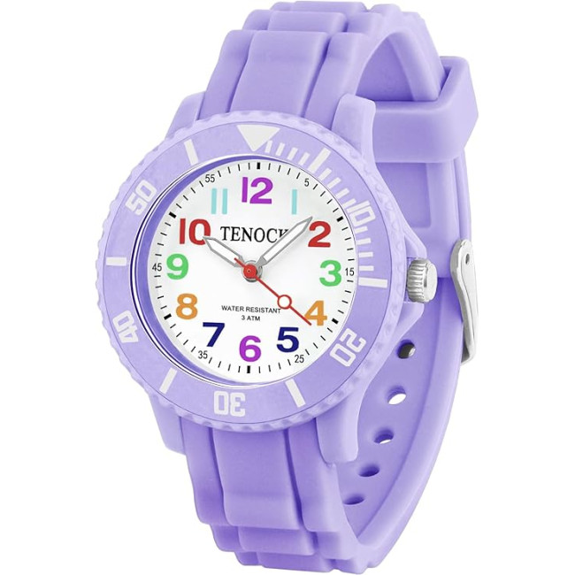 Детские аналоговые кварцевые часы TENOCK 001, водонепроницаемый, 30 м, фиолетовый (4188)