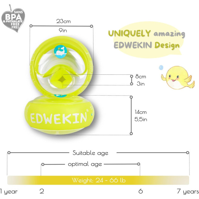 EDWEKIN надувний дитячий поплавок для басейну, золотистий (5154)