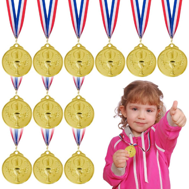 Набір з 12 медалей EBKCQ BTGS2308141, золота медаль для дітей (2192)