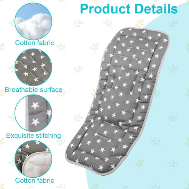 Підкладки для дитячої коляски AOGOE, 100% бавовняна підкладка, дихаюча ідходить для більшості колясок, сіра (0142)