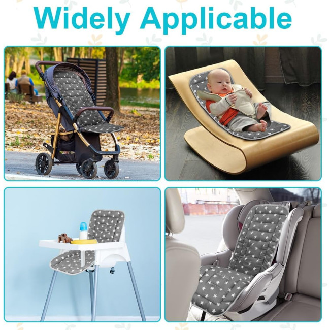 Підкладки для дитячої коляски AOGOE, 100% бавовняна підкладка, дихаюча ідходить для більшості колясок, сіра (0142)