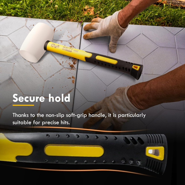 Гумовий молоток CCLIFE, 450 г, сертифікований TÜV та GS, з двома сторонами, м'який молоток для підлоги та плитки,  білий, (0087)