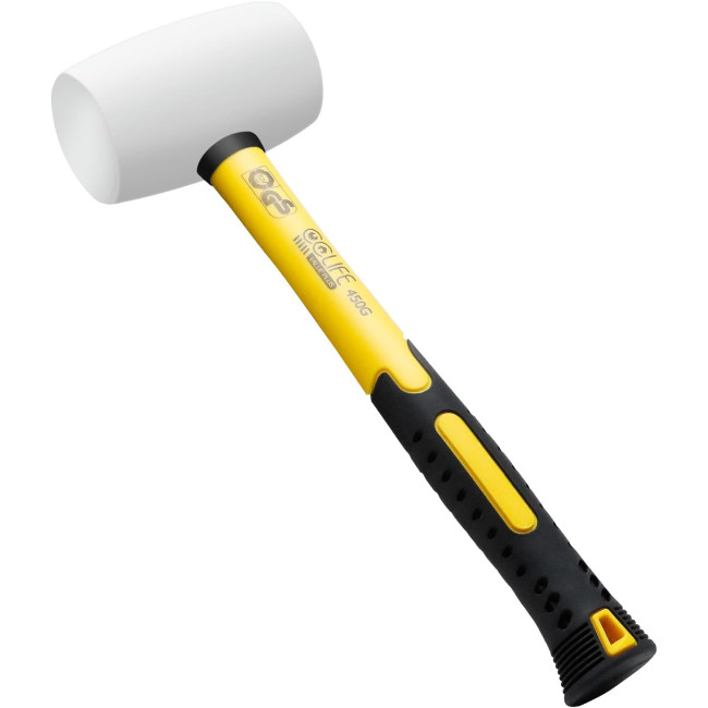 Гумовий молоток CCLIFE, 450 г, сертифікований TÜV та GS, з двома сторонами, м'який молоток для підлоги та плитки,  білий, (0087)