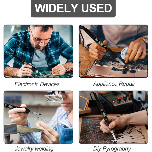 Комплект паяльників BOPELMALLS BP-LT15 15 шт., 80 Вт РК-дисплей з регульованою температурою 180-520°C, підставка, сумка для інструментів (0155)