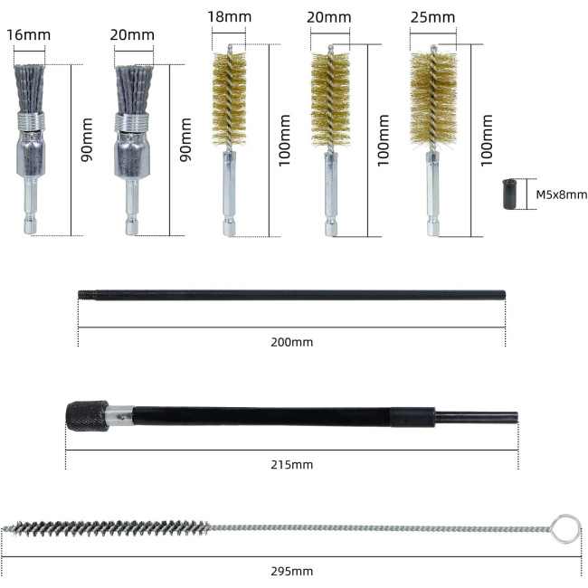 Набір для очищення сідел та валів форсунок CCLIFE 8132, 4 предметів, зі сталевими дротяними та нейлоновими щітками (0082)