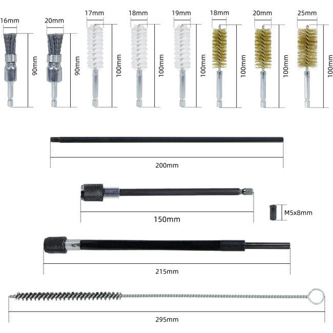 Набір для очищення сідел та валів форсунок CCLIFE 8132, 4 предметів, зі сталевими дротяними та нейлоновими щітками (0082)