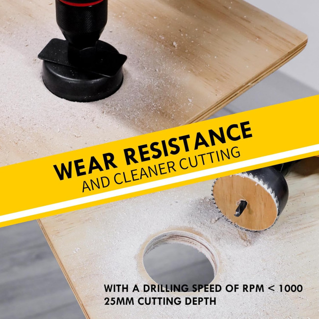 Набір коронок CCLIFE Ø19 мм - Ø152 мм, 19-предметний набір коронок, глибина різання 25 мм для дерева, чорний (0081)