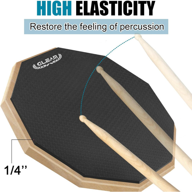 Пед для гри на барабанах GLEAM DPS-01 із залізною стійкою для барабанів, 12-дюймовий комплект безшумних педів, чорний (2108)